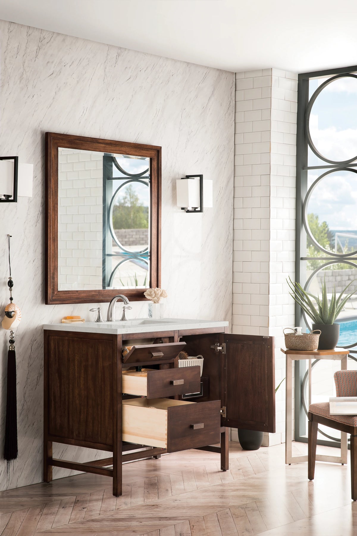 Addison 36" Single Vanity, Mid-Century Acacia w/ 3 CM Lime Delight Silestone Top, view 4