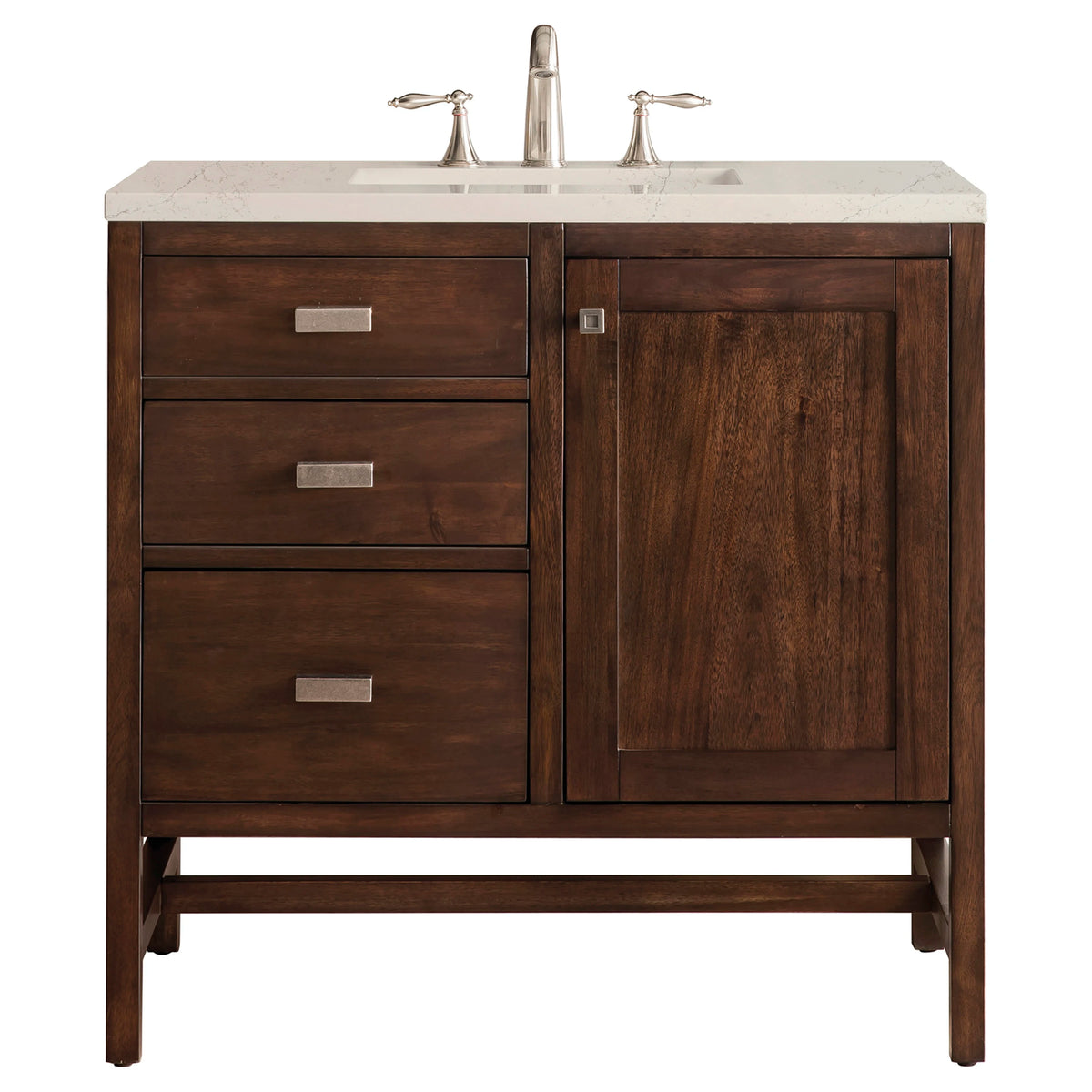 Addison 36" Single Vanity, Mid-Century Acacia, w/ 3 CM Siberian Silestone Top