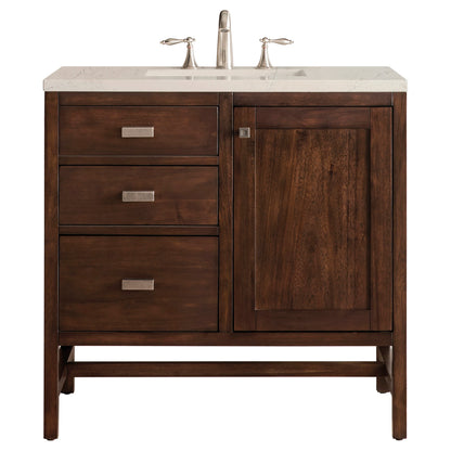 Addison 36" Single Vanity, Mid-Century Acacia, w/ 3 CM Siberian Silestone Top