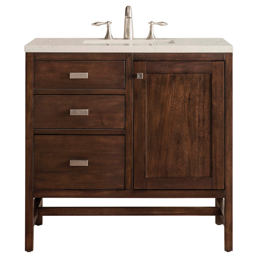 Addison 36" Single Vanity, Mid-Century Acacia, w/ 3 CM Siberian Silestone Top