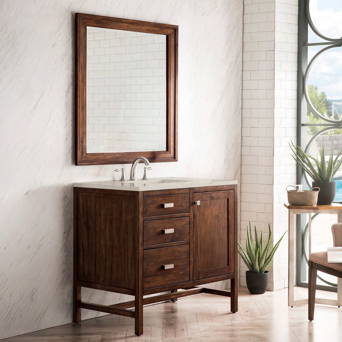 Addison 36" Single Vanity, Mid-Century Acacia, w/ 3 CM Siberian Silestone Top, view 3