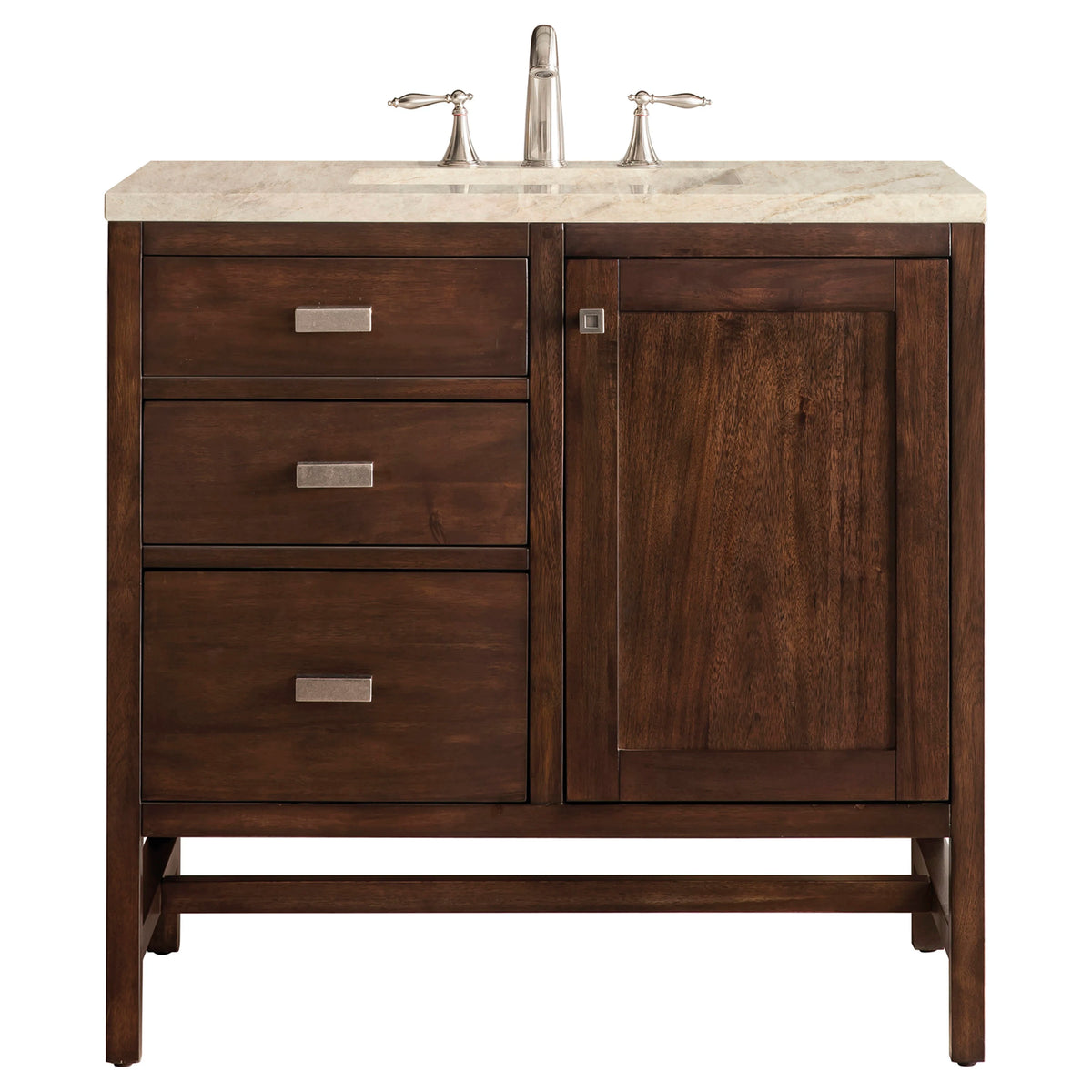 Addison 36" Single Vanity, Mid-Century Acacia, w/ 3 CM Tajnar Eclos Top