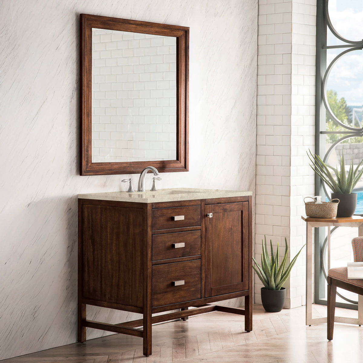 Addison 36" Single Vanity, Mid-Century Acacia, w/ 3 CM Tajnar Eclos Top, view 3