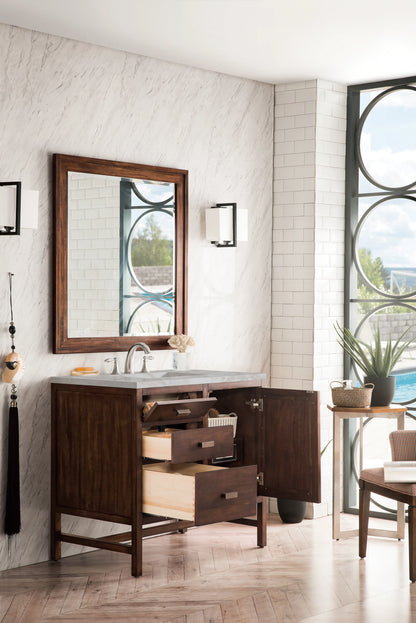 Addison 36" Single Vanity, Mid-Century Acacia w/ 3 CM Victorian Silver Silestone Top, view 4