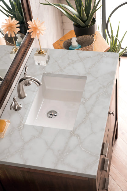 Addison 36" Single Vanity, Mid-Century Acacia w/ 3 CM Victorian Silver Silestone Top, view 5