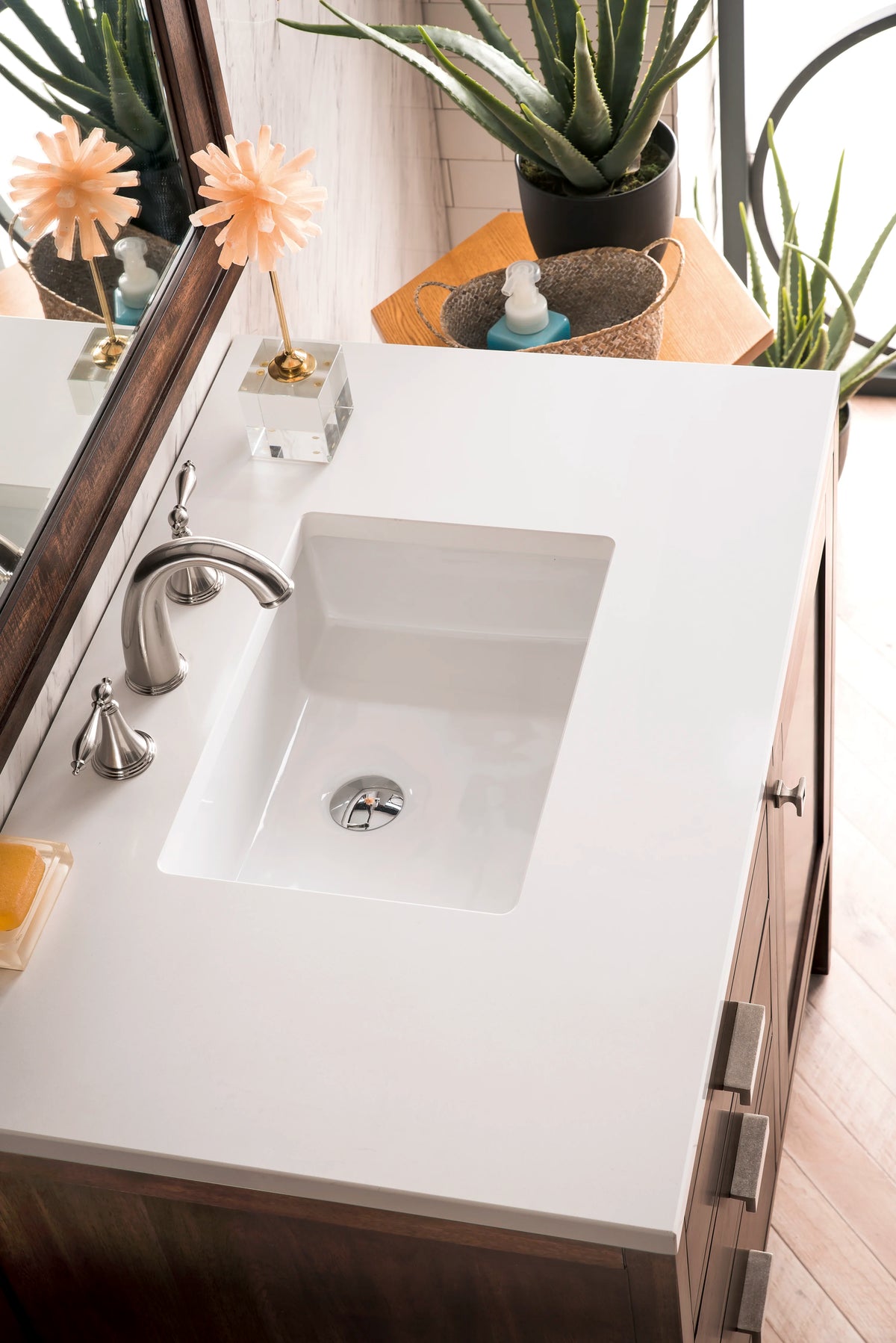 Addison 36" Single Vanity, Mid-Century Acacia w/ 3 CM White Zeus Silestone Top, view 5