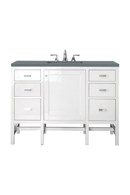 Renovate for Less Atlanta Addison 48" Single Vanity, Glossy White w/ 3 CM Cala Blue Top