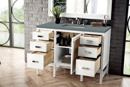 Renovate for Less Atlanta Addison 48" Single Vanity, Glossy White w/ 3 CM Cala Blue Top, view 4