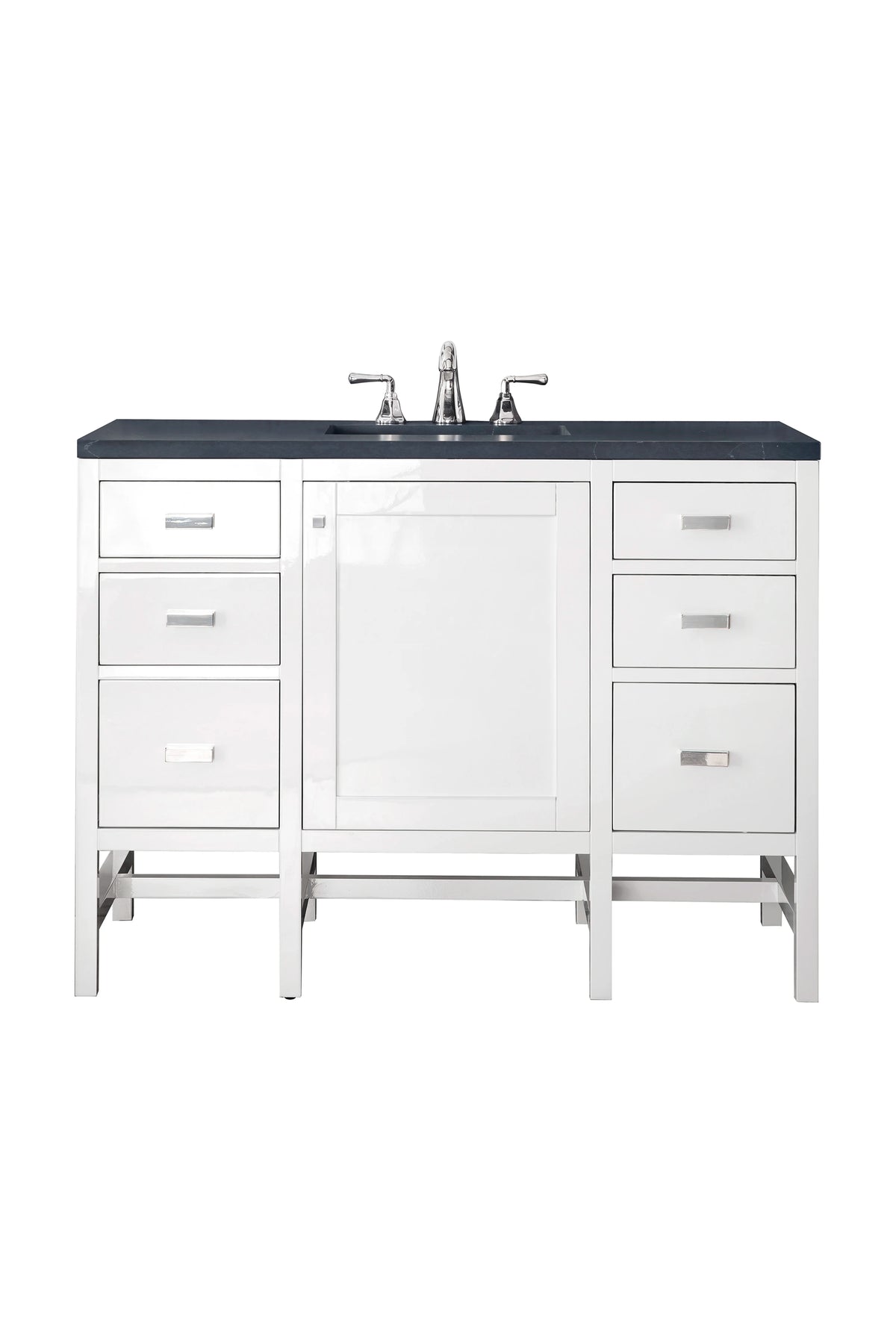 Addison 48" Single Vanity, Glossy White w/ 3 CM Charcoal Soapstone Silestone Top