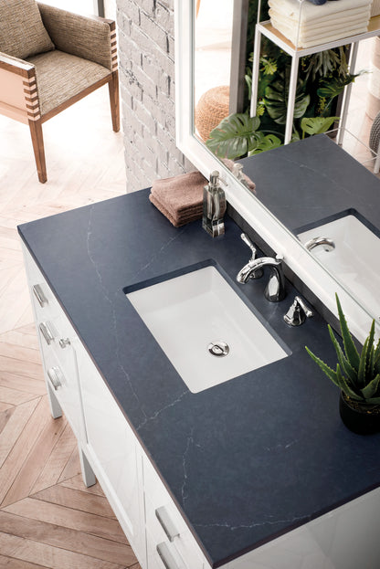 Addison 48" Single Vanity, Glossy White w/ 3 CM Charcoal Soapstone Silestone Top, view 3