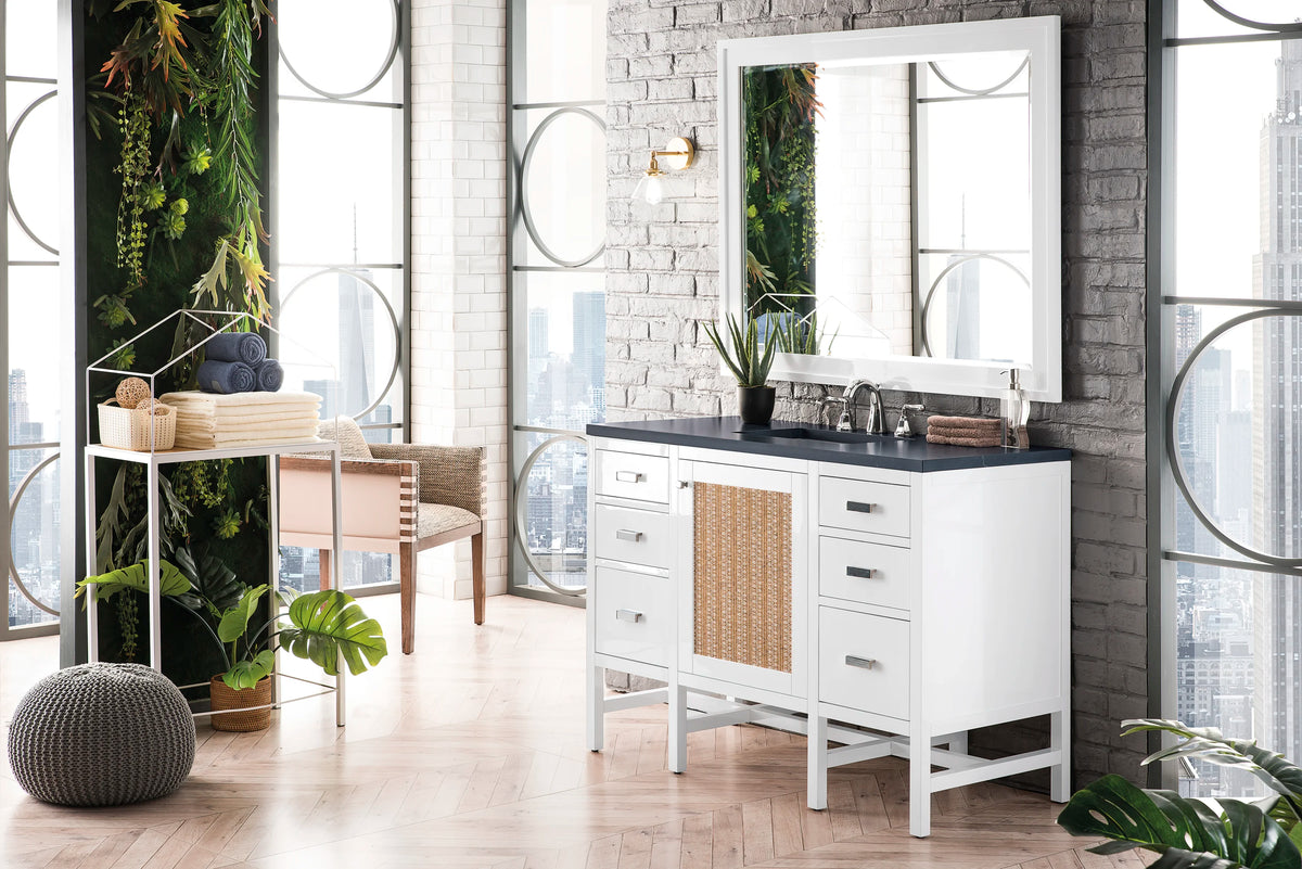 Addison 48" Single Vanity, Glossy White w/ 3 CM Charcoal Soapstone Silestone Top, view 5