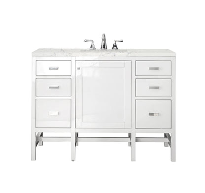 Addison 48" Single Vanity, Glossy White w/ 3 CM Eternal Jasmine Pearl Silestone Top