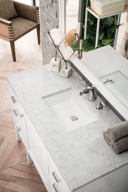 Addison 48" Single Vanity, Glossy White w/ 3 CM Eternal Jasmine Pearl Silestone Top, view 3