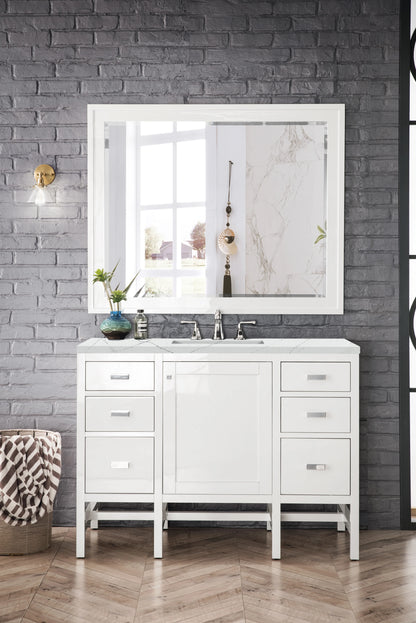 Addison 48" Single Vanity, Glossy White w/ 3 CM Ethereal Noctis Top, view 2