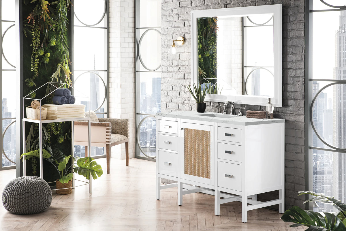 Addison 48" Single Vanity, Glossy White w/ 3 CM Ethereal Noctis Top, view 3
