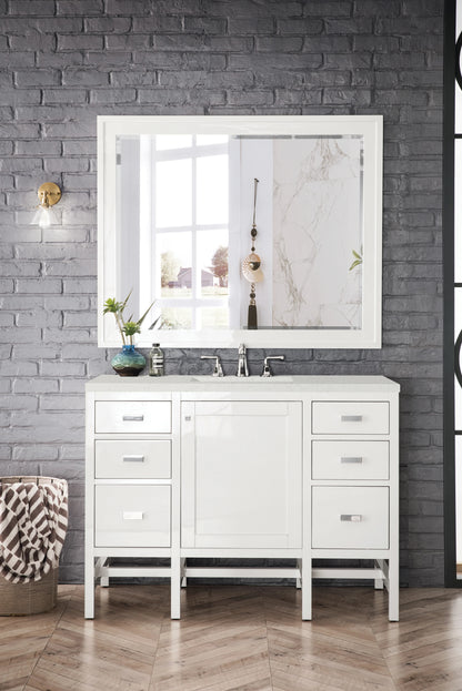 Addison 48" Single Vanity, Glossy White w/ 3 CM Lime Delight Silestone Top, view 2