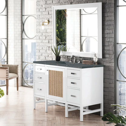 Addison 48" Single Vanity, Glossy White w/ 3 CM Parisien Bleu Silestone Top, view 3
