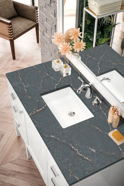 Addison 48" Single Vanity, Glossy White w/ 3 CM Parisien Bleu Silestone Top, view 5