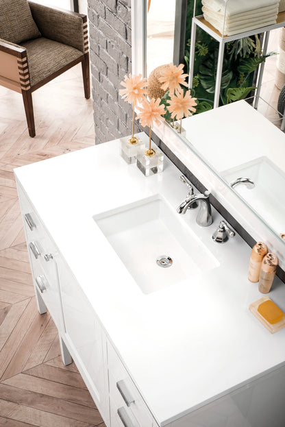 Addison 48" Single Vanity, Glossy White w/ 3 CM White Zeus Silestone Top, view 3
