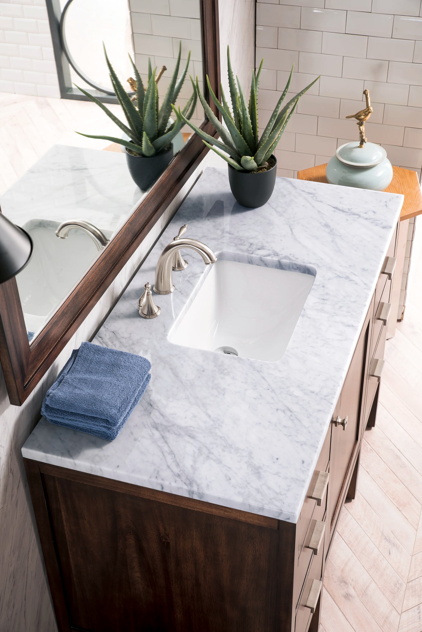 Addison 48" Single Vanity, Mid-Century Acacia w/ 3 CM Carrara White Top, view 5