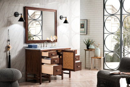 Addison 48" Single Vanity, Mid-Century Acacia w/ 3 CM Carrara White Top, view 7