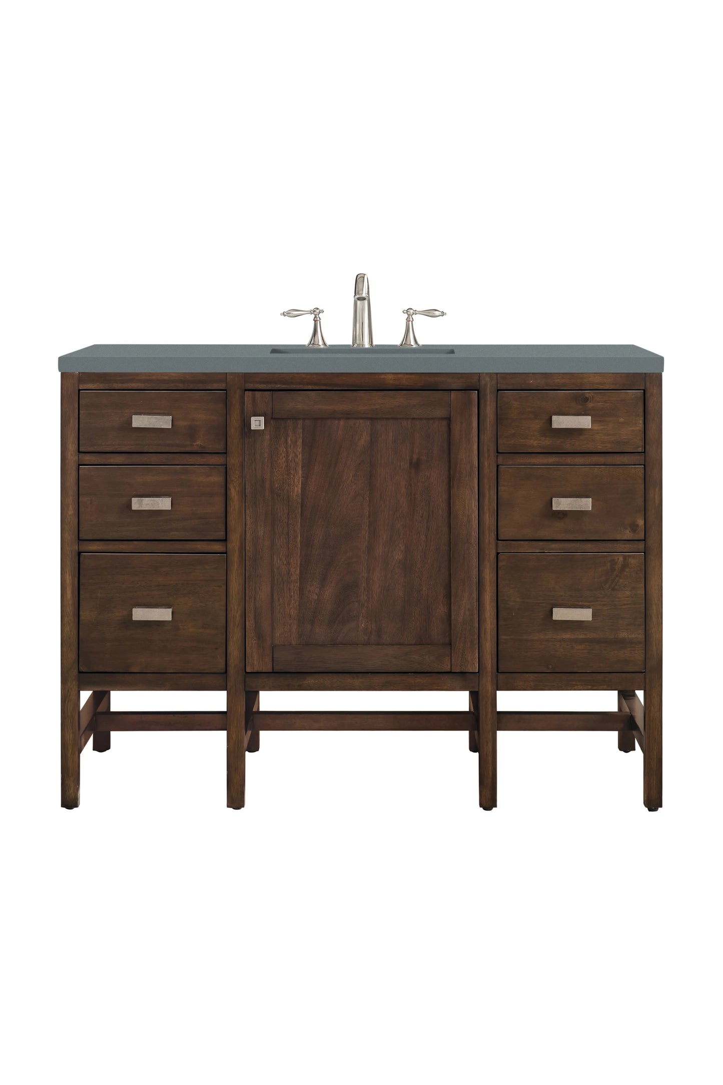 Renovate for Less Atlanta Addison 48" Single Vanity, Mid-Century Acacia w/ 3 CM Cala Blue Silestone Top
