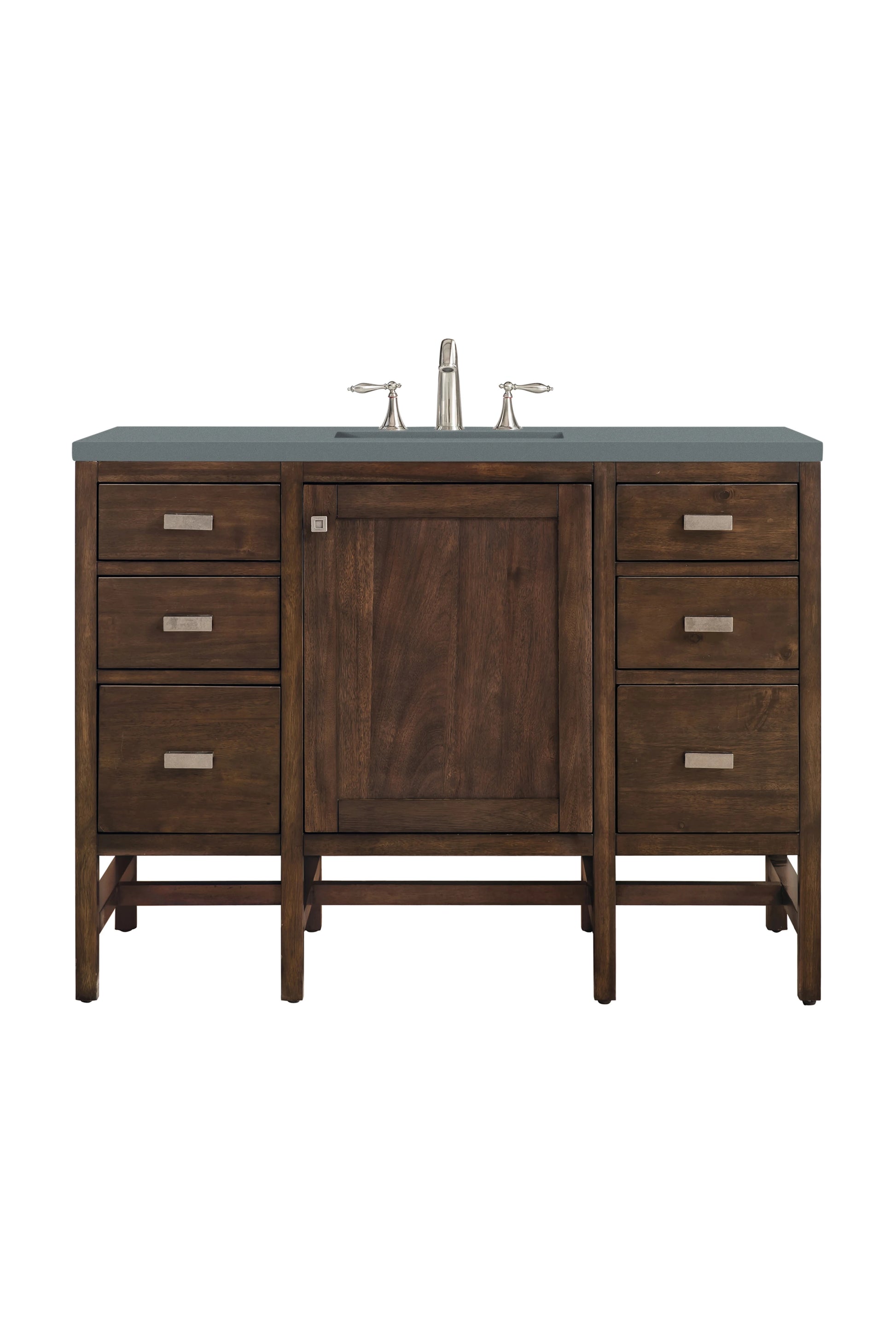 Renovate for Less Atlanta Addison 48" Single Vanity, Mid-Century Acacia w/ 3 CM Cala Blue Silestone Top