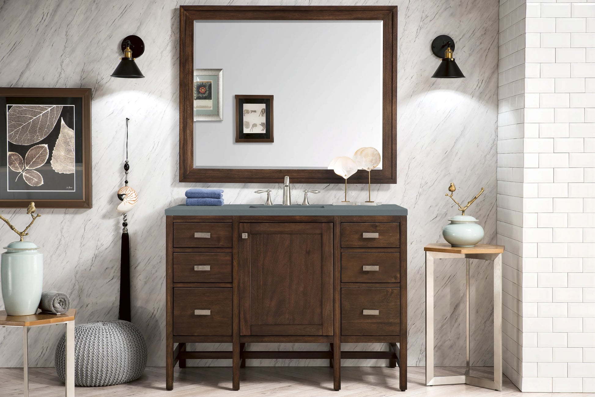 Renovate for Less Atlanta Addison 48" Single Vanity, Mid-Century Acacia w/ 3 CM Cala Blue Silestone Top, view 2