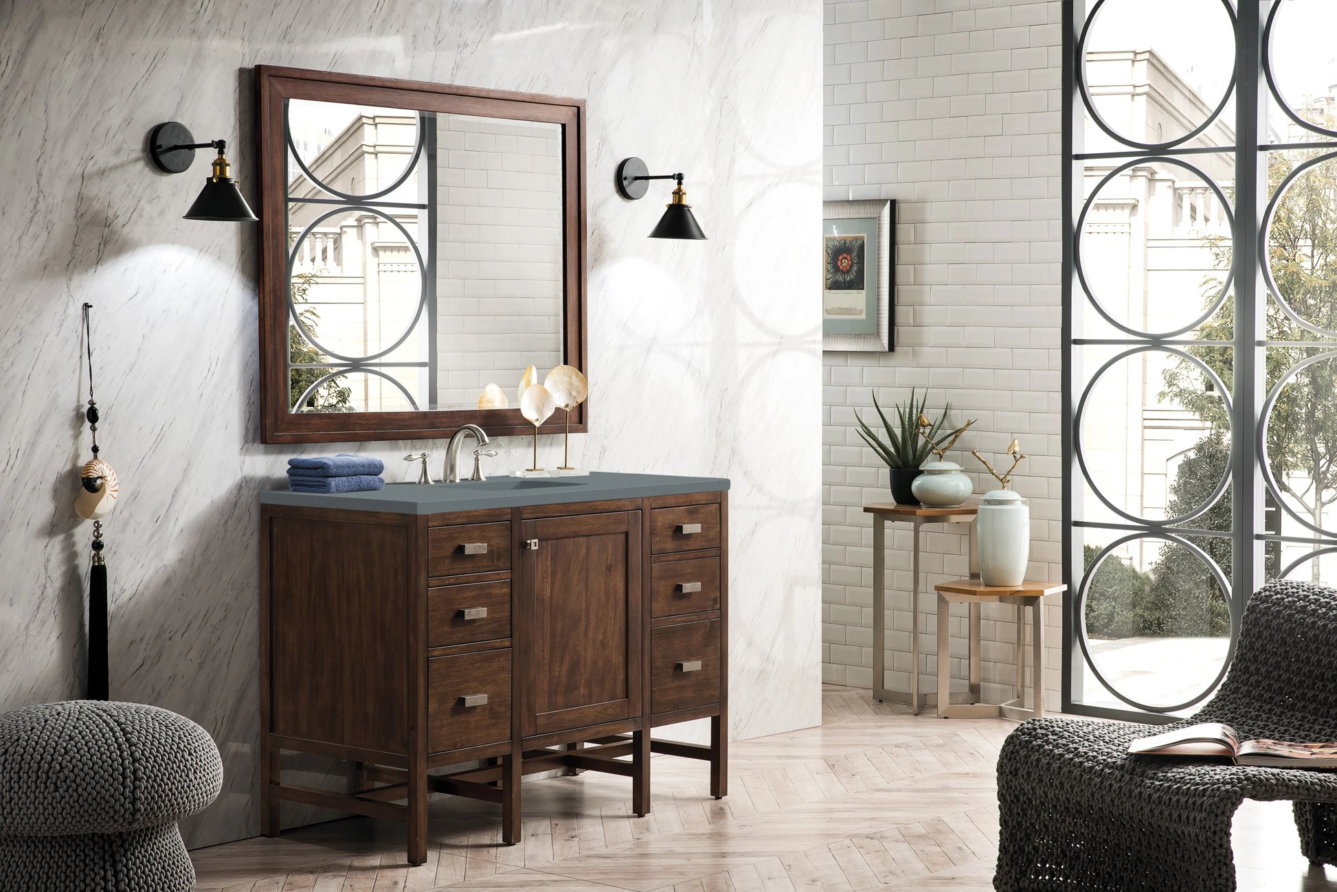 Renovate for Less Atlanta Addison 48" Single Vanity, Mid-Century Acacia w/ 3 CM Cala Blue Silestone Top, view 3