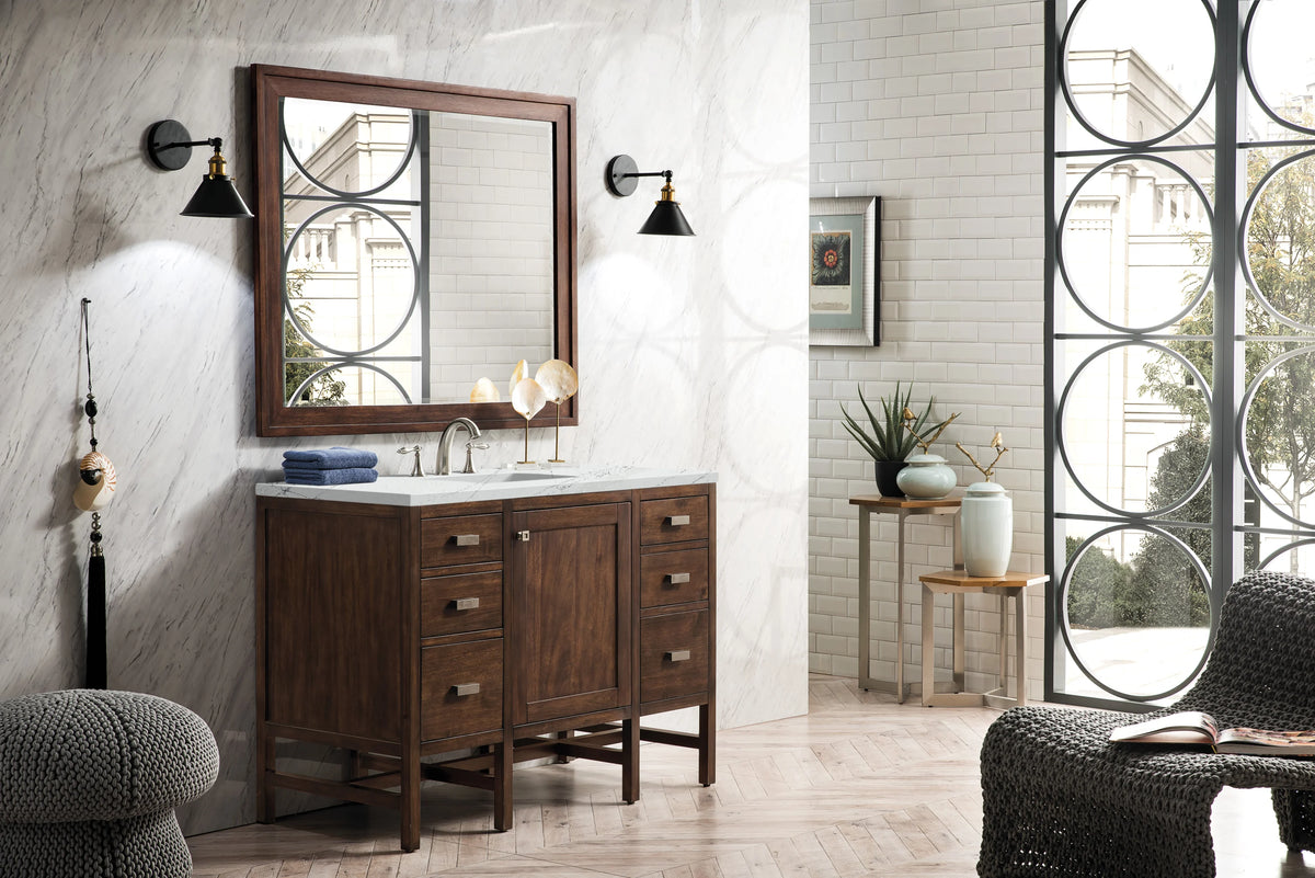 Addison 48" Single Vanity, Mid-Century Acacia w/ 3 CM Ethereal Noctis Silestone Top, view 3
