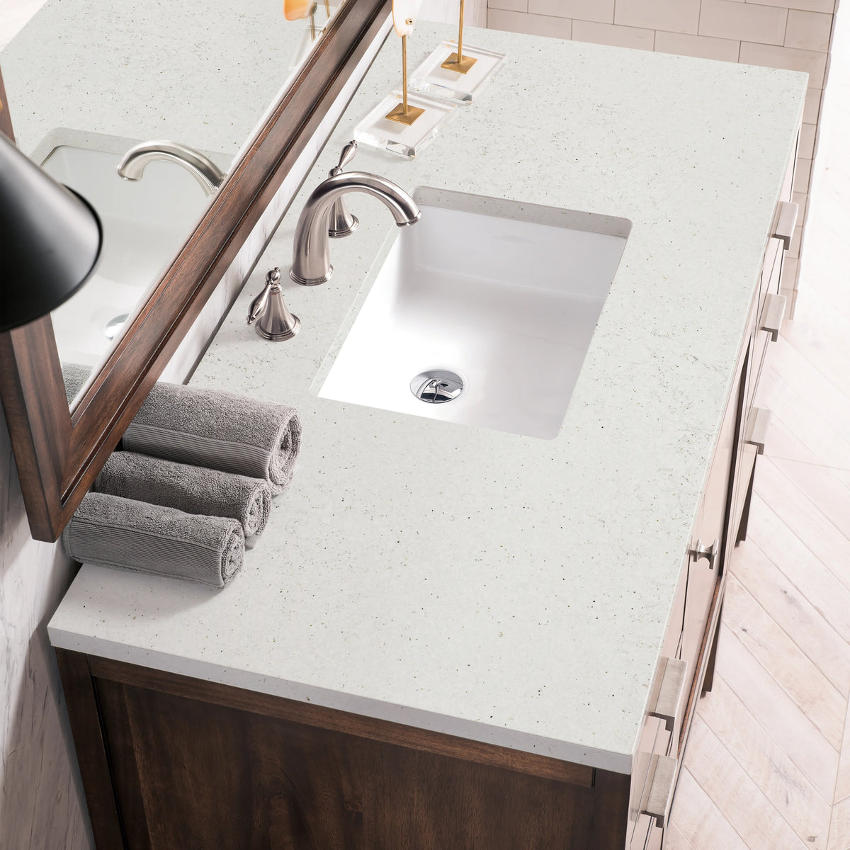 Addison 48" Single Vanity, Mid-Century Acacia w/ 3 CM Lime Delight Silestone Top, view 5