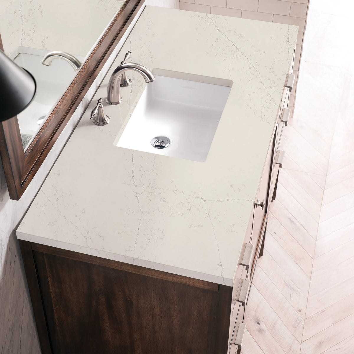 Addison 48" Single Vanity, Mid-Century Acacia, w/ 3 CM Siberian Silestone Top, view 4