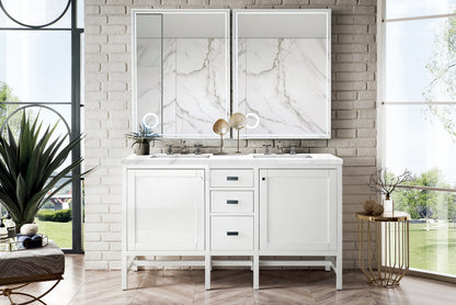 Renovate for Less Atlanta Addison 60" Double Vanity, Glossy White w/ 3 CM Carrara White Top, view 2