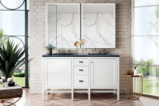 Renovate for Less Atlanta Addison 60" Double Vanity, Glossy White w/ 3 CM Charcoal Soapstone Silestone Top, view 2