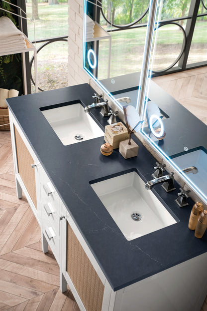 Renovate for Less Atlanta Addison 60" Double Vanity, Glossy White w/ 3 CM Charcoal Soapstone Silestone Top, view 3