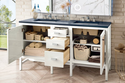 Renovate for Less Atlanta Addison 60" Double Vanity, Glossy White w/ 3 CM Charcoal Soapstone Silestone Top, view 4