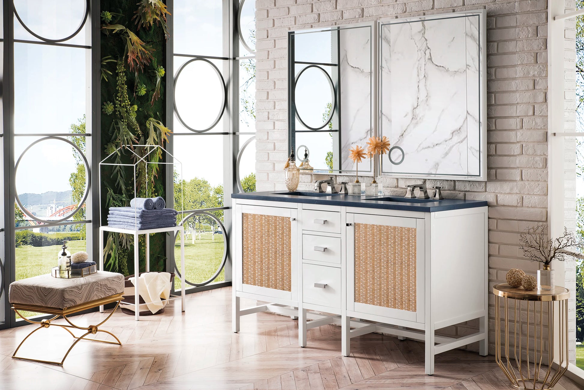 Renovate for Less Atlanta Addison 60" Double Vanity, Glossy White w/ 3 CM Charcoal Soapstone Silestone Top, view 6