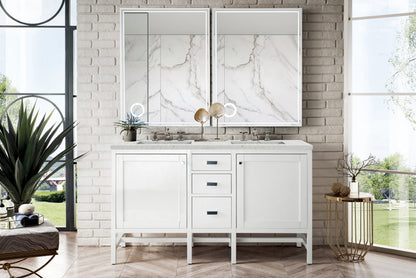 Renovate for Less Atlanta Addison 60" Double Vanity, Glossy White w/ 3 CM Eternal Jasmine Pearl Silestone Top, view 2
