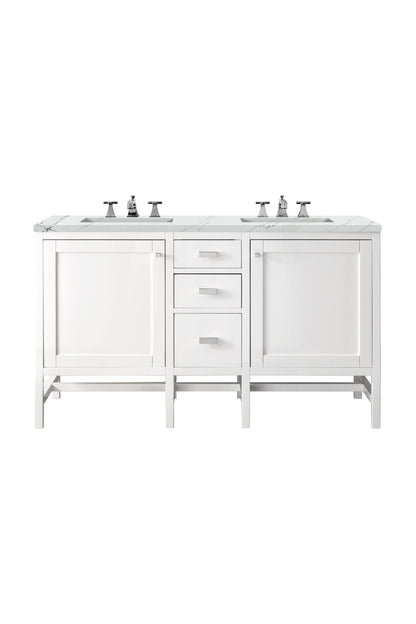 Renovate for Less Atlanta Addison 60" Double Vanity, Glossy White w/ 3 CM Ethereal Noctis Top