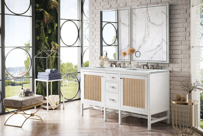 Renovate for Less Atlanta Addison 60" Double Vanity, Glossy White w/ 3 CM Ethereal Noctis Top, view 3