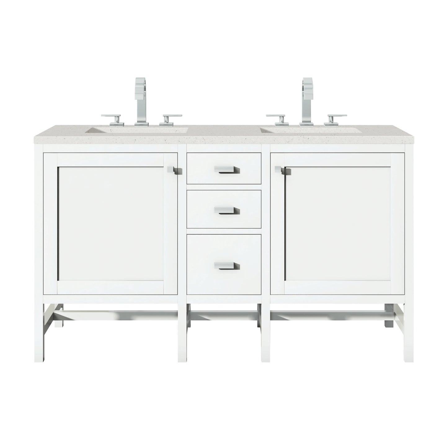 Renovate for Less Atlanta Addison 60" Double Vanity, Glossy White w/ 3 CM Lime Delight Silestone Top