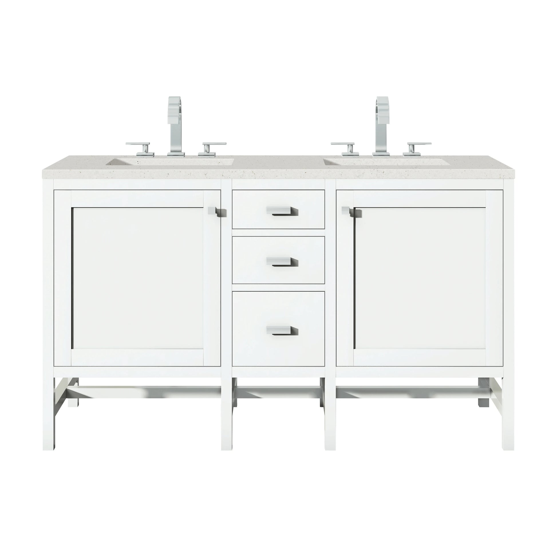Renovate for Less Atlanta Addison 60" Double Vanity, Glossy White w/ 3 CM Lime Delight Silestone Top