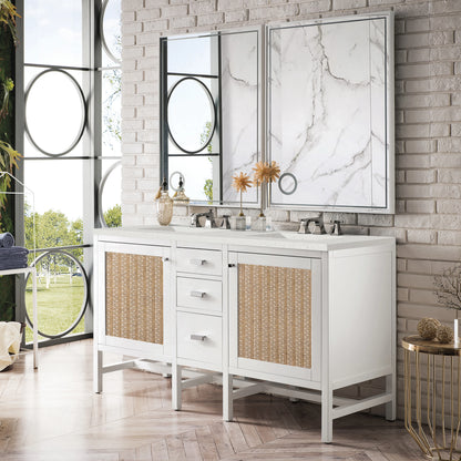 Renovate for Less Atlanta Addison 60" Double Vanity, Glossy White w/ 3 CM Lime Delight Silestone Top, view 3