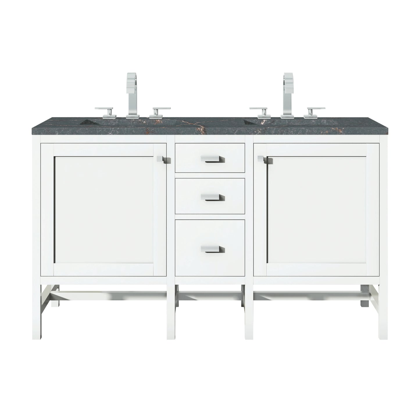 Renovate for Less Atlanta Addison 60" Double Vanity, Glossy White w/ 3 CM Parisien Bleu Silestone Top