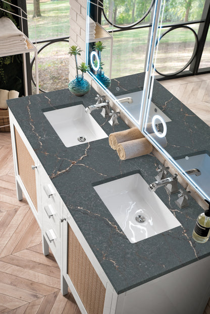 Renovate for Less Atlanta Addison 60" Double Vanity, Glossy White w/ 3 CM Parisien Bleu Silestone Top, view 5