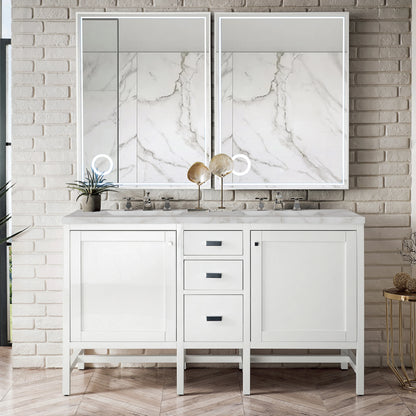 Renovate for Less Atlanta Addison 60" Double Vanity, Glossy White w/ 3 CM Victorian Silver Silestone Top, view 2