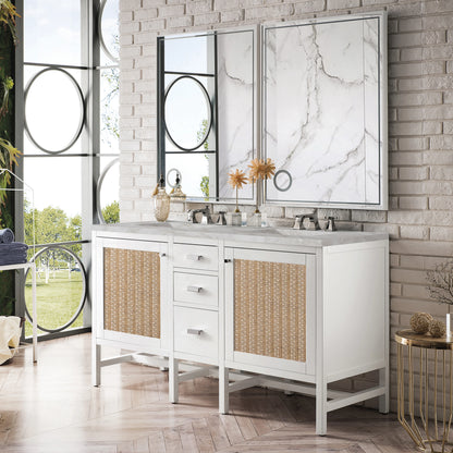 Renovate for Less Atlanta Addison 60" Double Vanity, Glossy White w/ 3 CM Victorian Silver Silestone Top, view 3