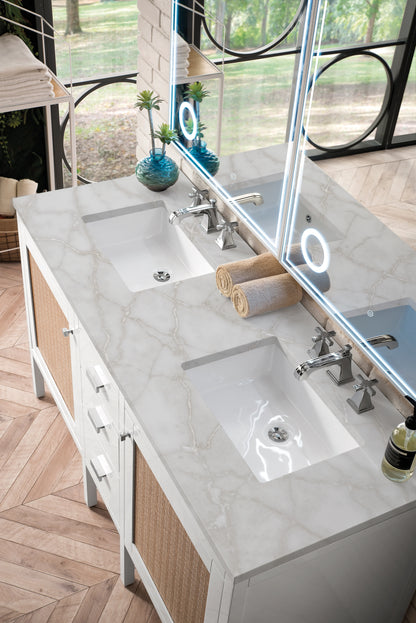 Renovate for Less Atlanta Addison 60" Double Vanity, Glossy White w/ 3 CM Victorian Silver Silestone Top, view 5