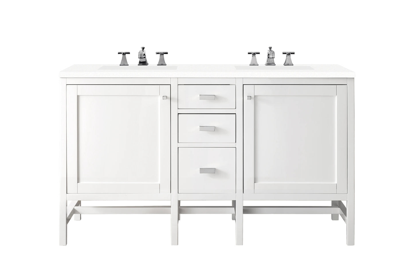 Renovate for Less Atlanta Addison 60" Double Vanity, Glossy White w/ 3 CM White Zeus Silestone Top