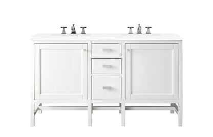 Renovate for Less Atlanta Addison 60" Double Vanity, Glossy White w/ 3 CM White Zeus Silestone Top